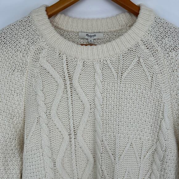 MADEWELL Fisherman Cable Knit Sweater Womens Medium Wool Alpaca Blend Academia - Picture 2 of 6